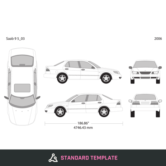 2006 Saab 9 5 vector wrap template, Design-Ready PDF - GravBase