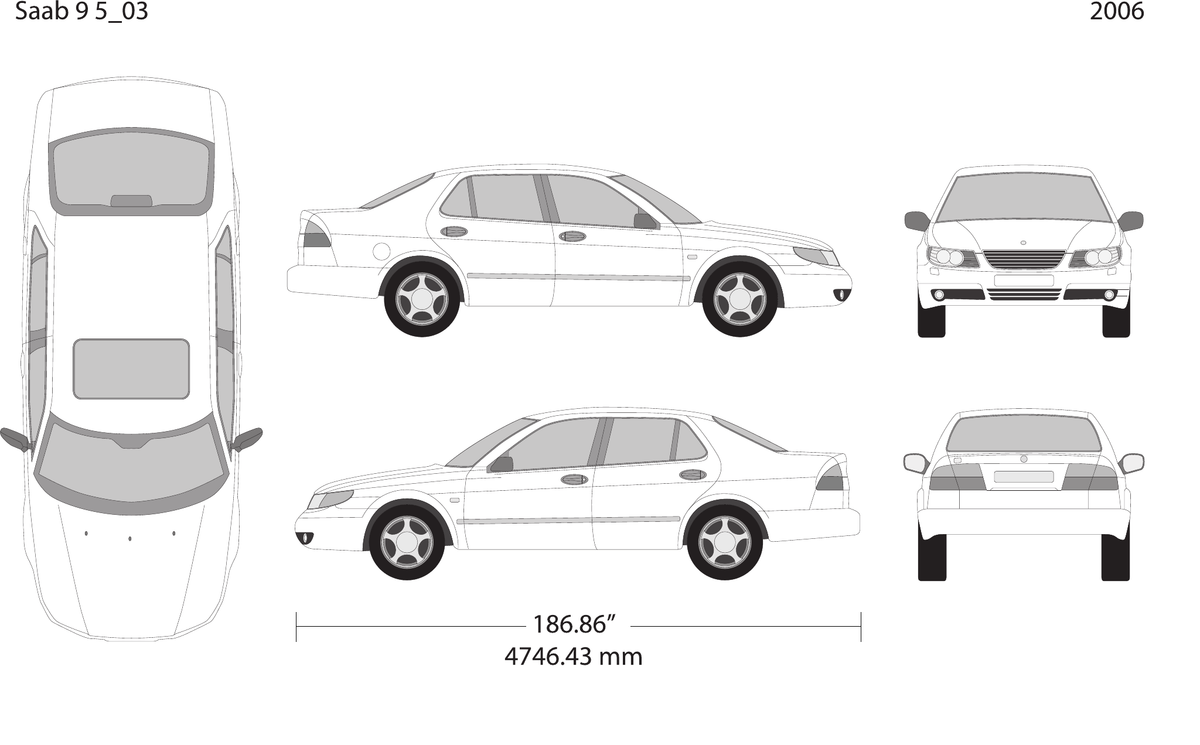 2006 Saab 9 5 vector wrap template, Design-Ready PDF - GravBase
