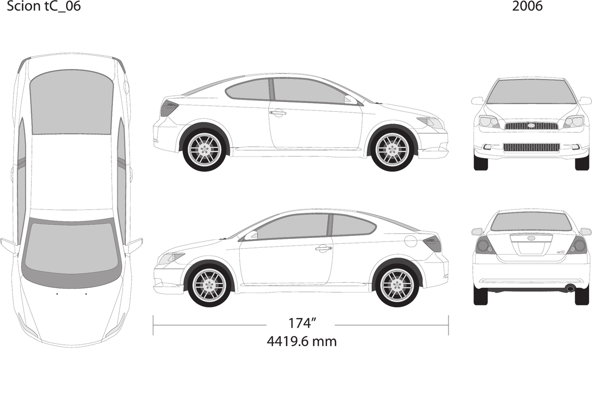 2006 Scion Tc vector wrap template, Design-Ready PDF - GravBase