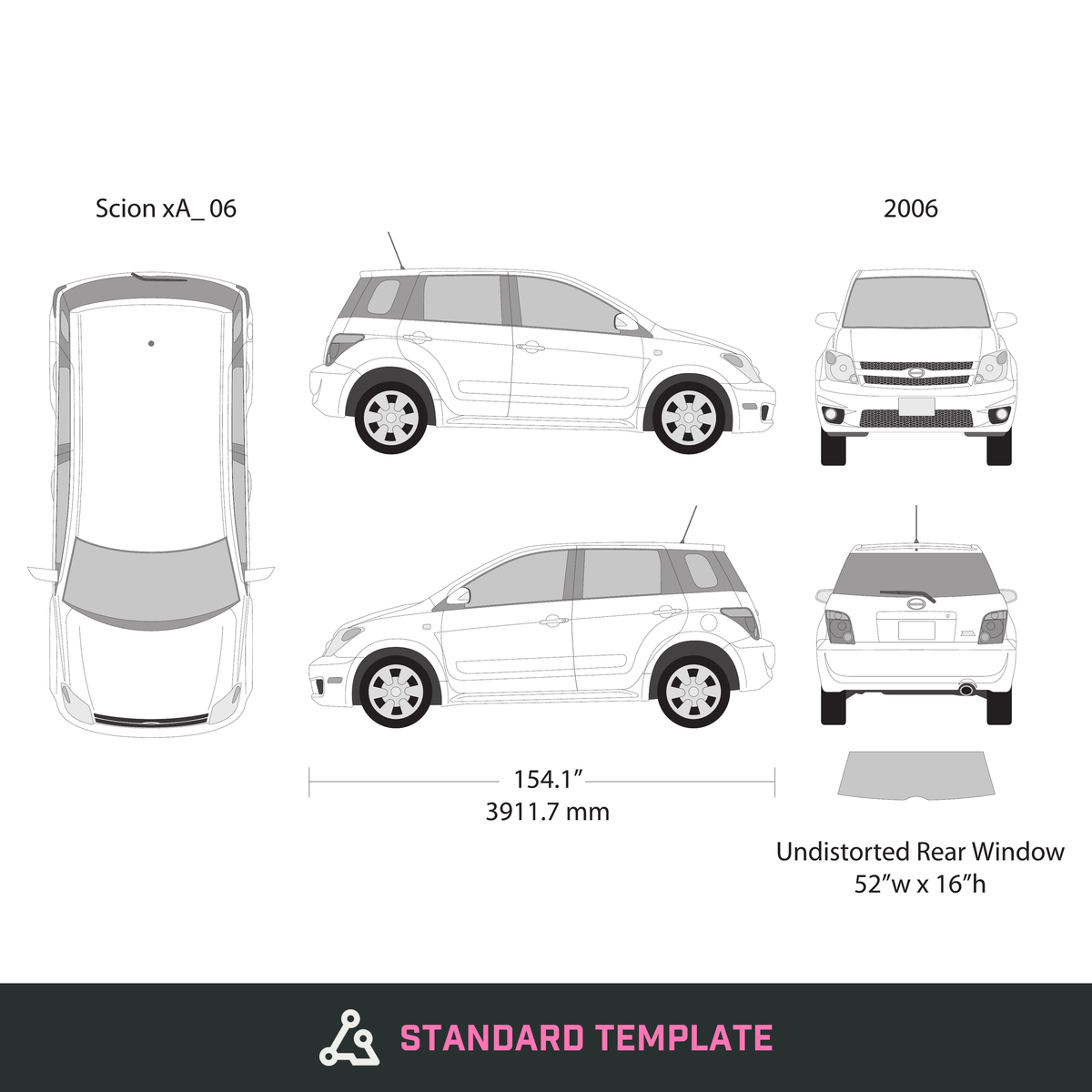 2006 Scion Xa vector wrap template, Design-Ready PDF - GravBase
