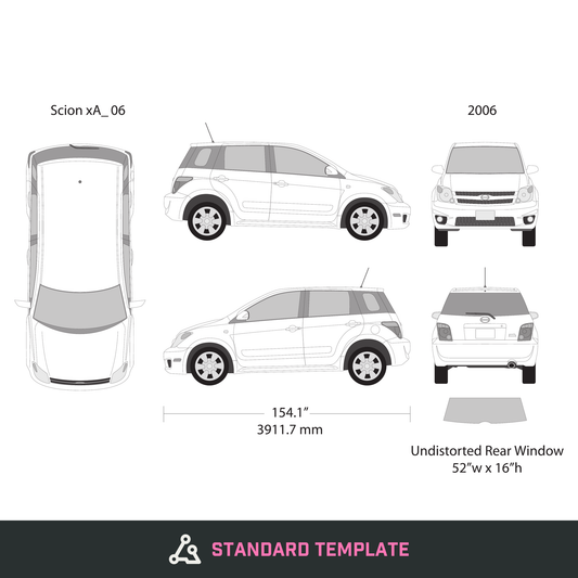 2006 Scion Xa vector wrap template, Design-Ready PDF - GravBase