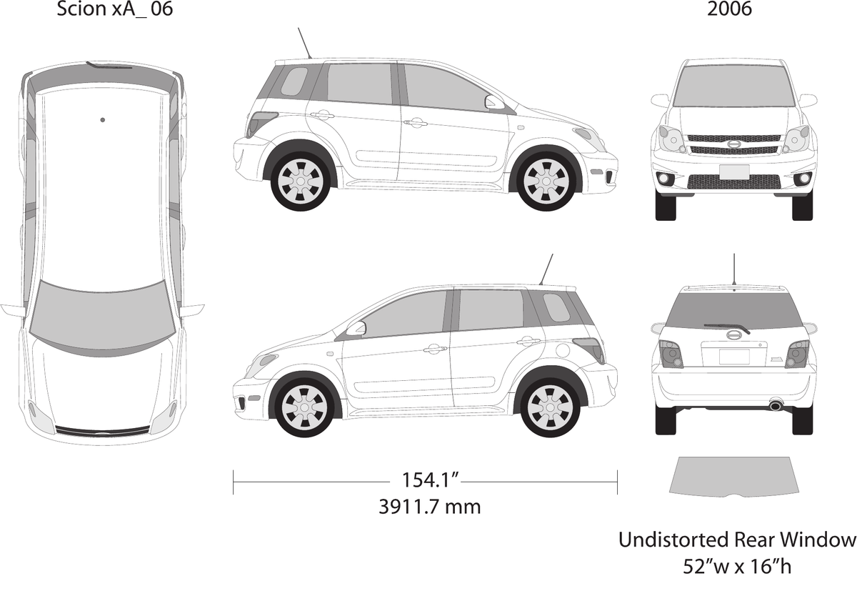 2006 Scion Xa vector wrap template, Design-Ready PDF - GravBase