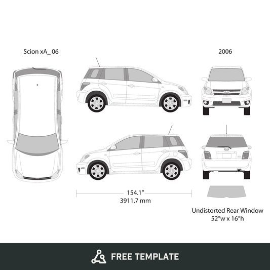 2006 Scion Xa free vector vehicle wrap template - GravBase