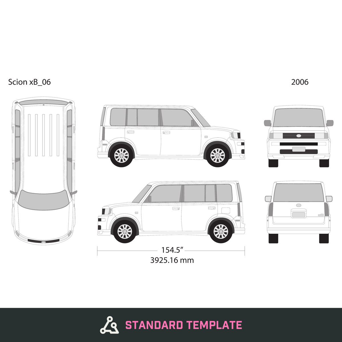 2006 Scion Xb vector wrap template, Design-Ready PDF - GravBase