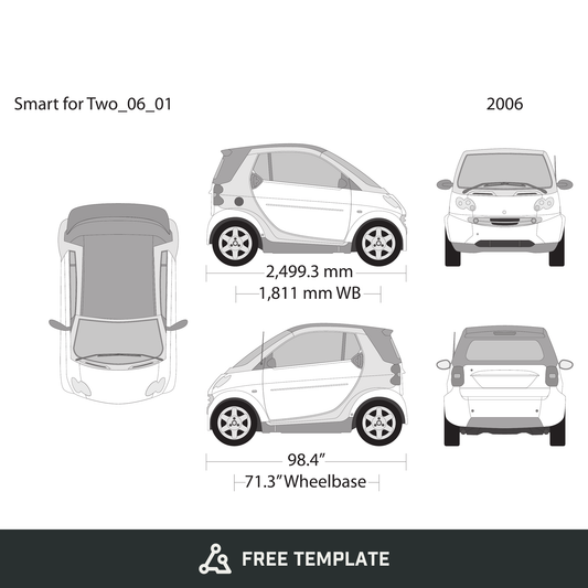 2006 Smart Fortwo free vector vehicle wrap template - GravBase