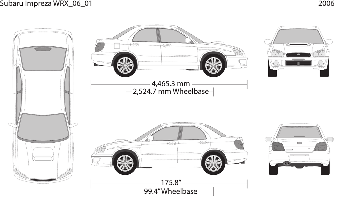 2006 Subaru Impreza vector wrap template V01, Design-Ready PDF - GravBase