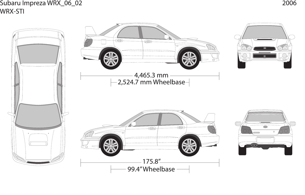 2006 Subaru Impreza vector wrap template V02, Design-Ready PDF - GravBase