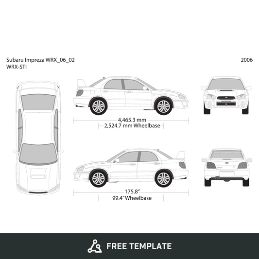 2006 Subaru Impreza free vector vehicle wrap template - GravBase