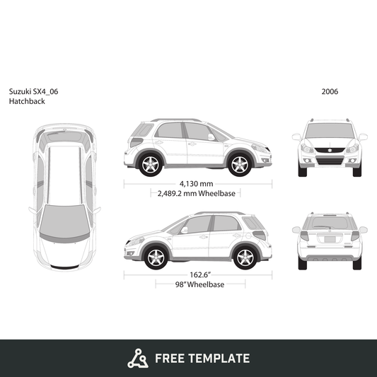 2006 Suzuki SX4 free vector vehicle wrap template - GravBase