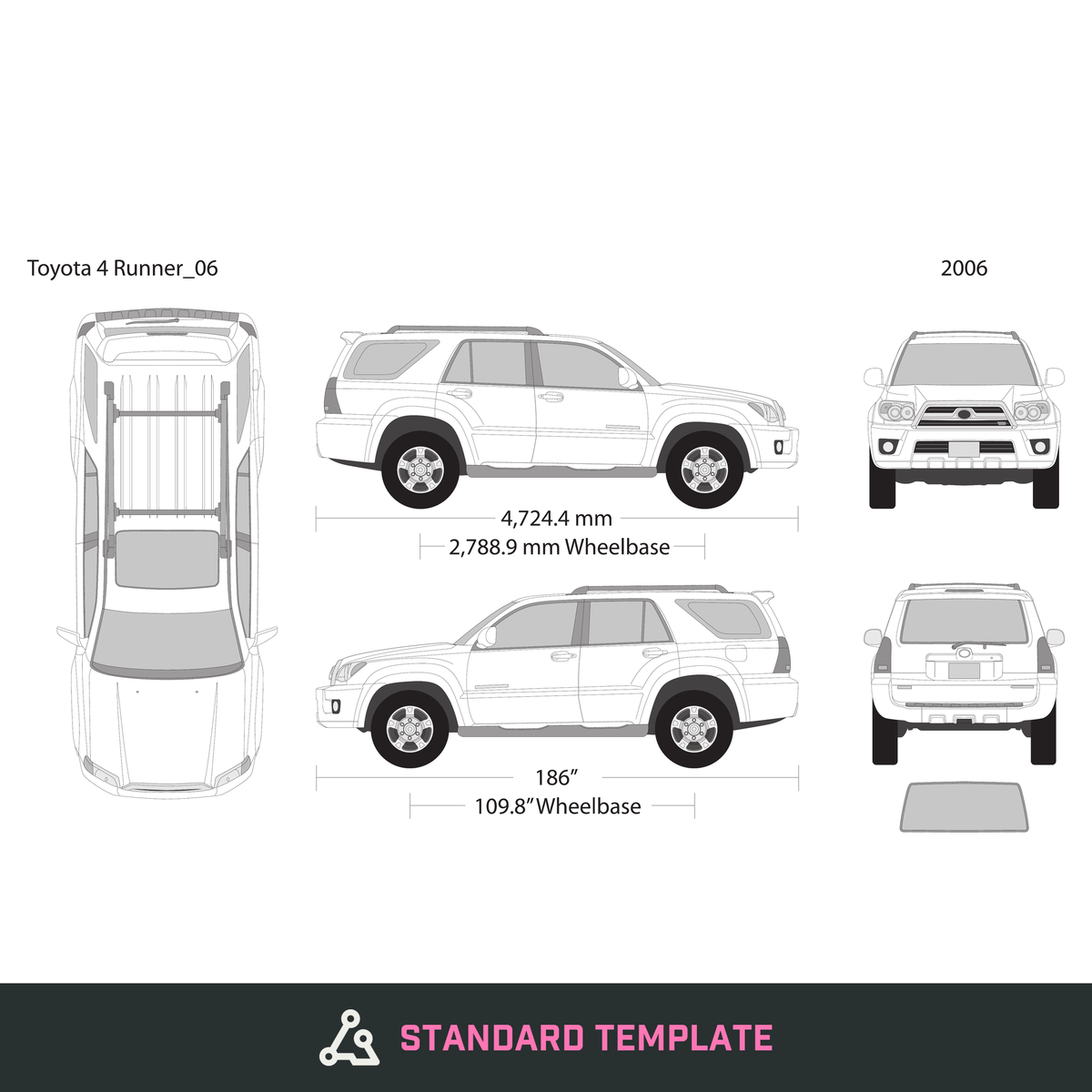 2006 Toyota 4 Runner vector wrap template, Design-Ready PDF - GravBase