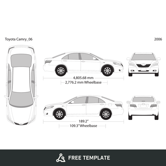 2006 Toyota Camry free vector vehicle wrap template - GravBase