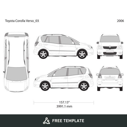2006 Toyota Corolla Verso free vector vehicle wrap template - GravBase
