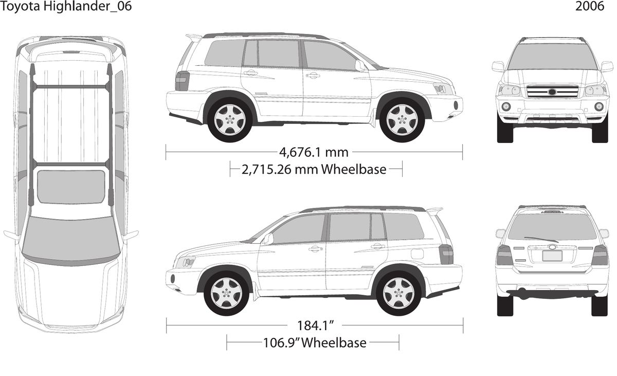 2006 Toyota Highlander vector wrap template, Design-Ready PDF - GravBase