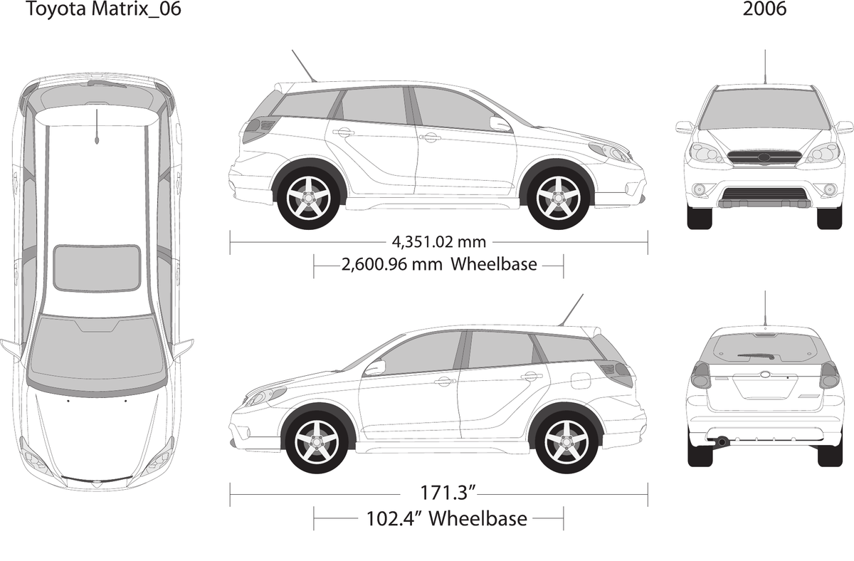 2006 Toyota Matrix Vector Wrap Template - GravBase