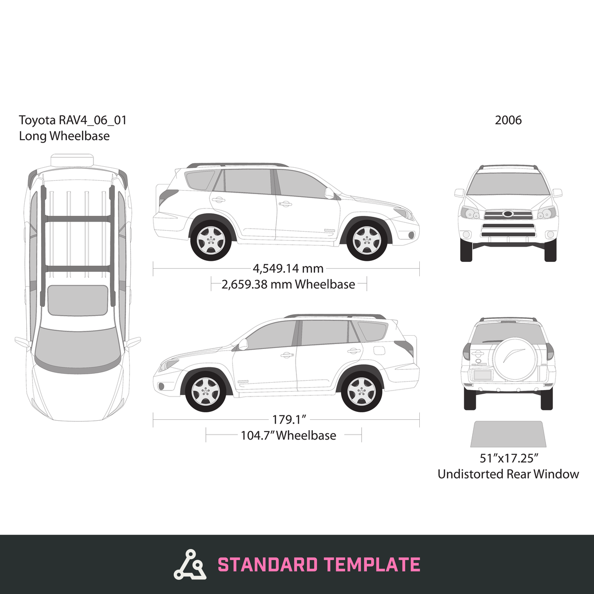 2006 Toyota RAV4 vector wrap template, Design-Ready PDF - GravBase