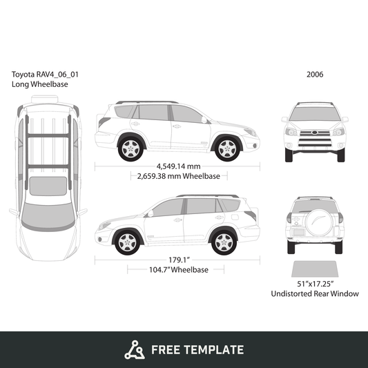 2006 Toyota RAV4 free vector vehicle wrap template - GravBase