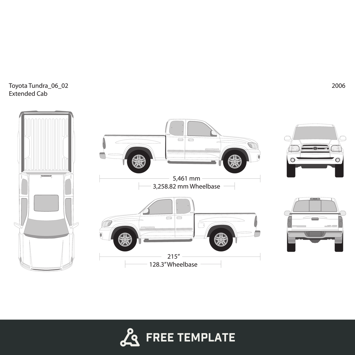 2006 Toyota Tundra free vector vehicle wrap template - GravBase