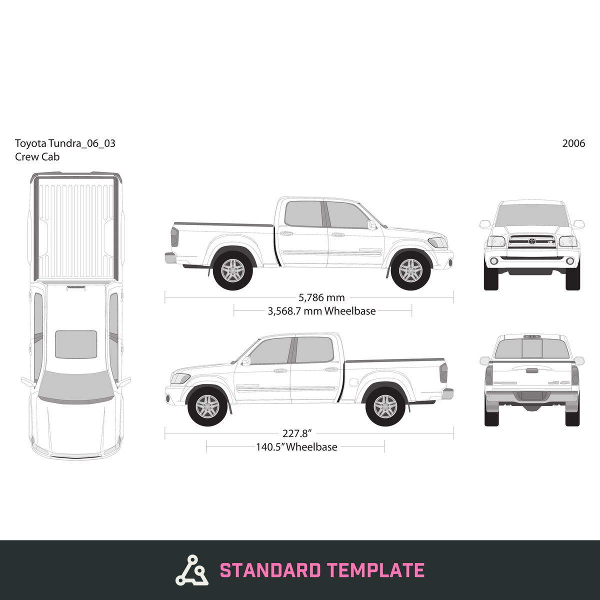 2006 Toyota Tundra vector wrap template V03, Design-Ready PDF - GravBase