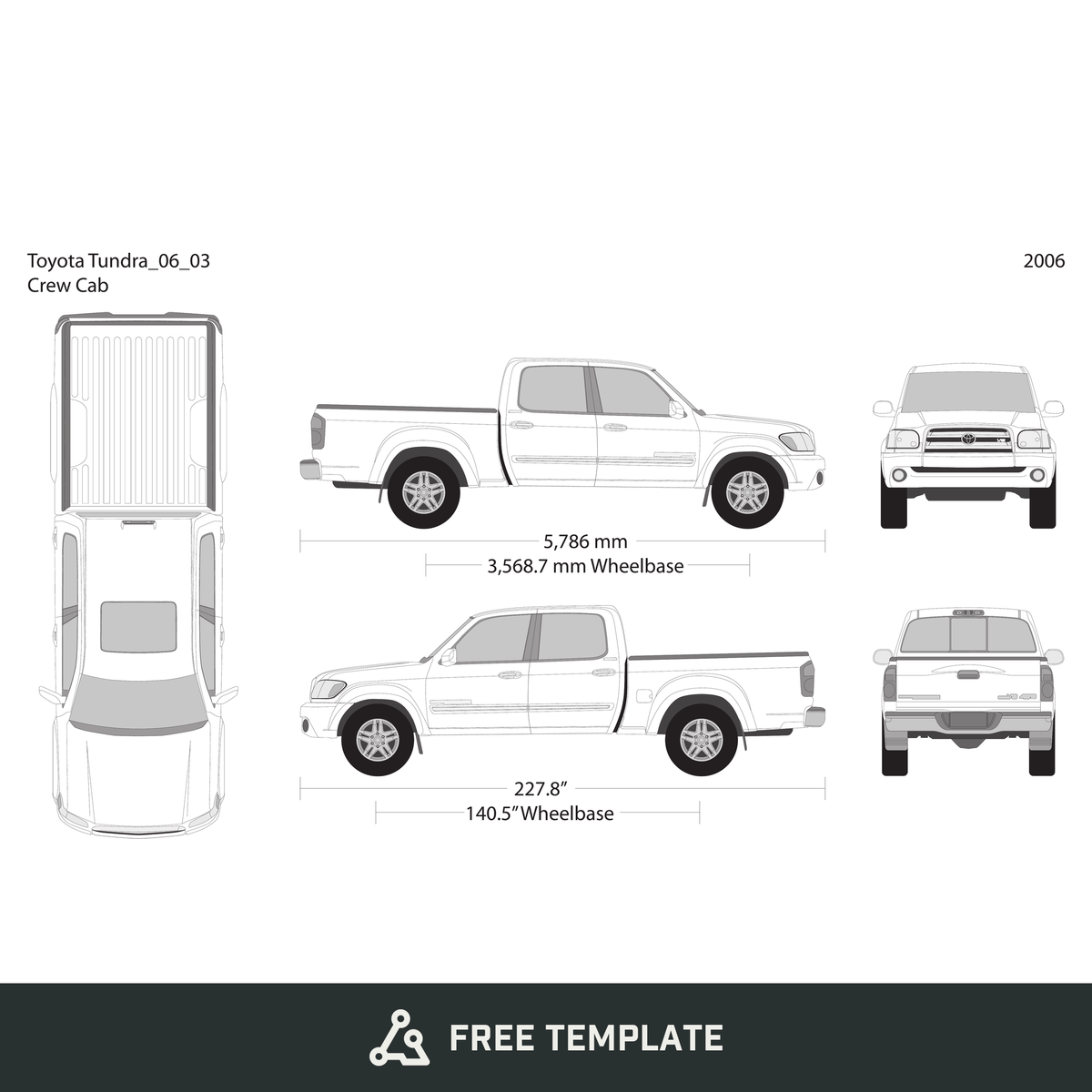 2006 Toyota Tundra free vector vehicle wrap template - GravBase