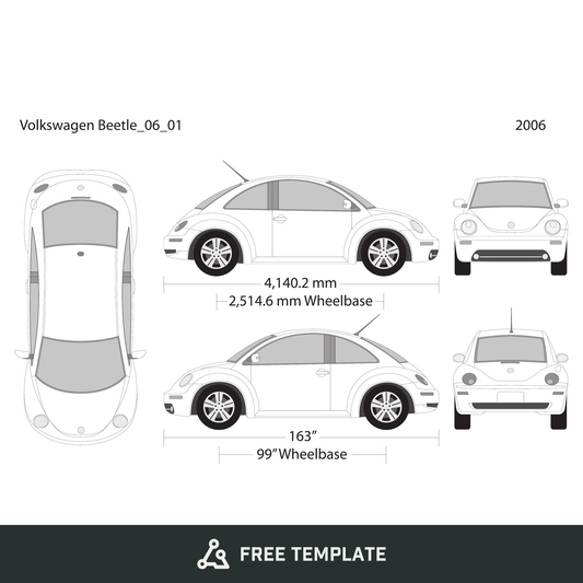 2006 Volkswagen Beetle free vector vehicle wrap template - GravBase