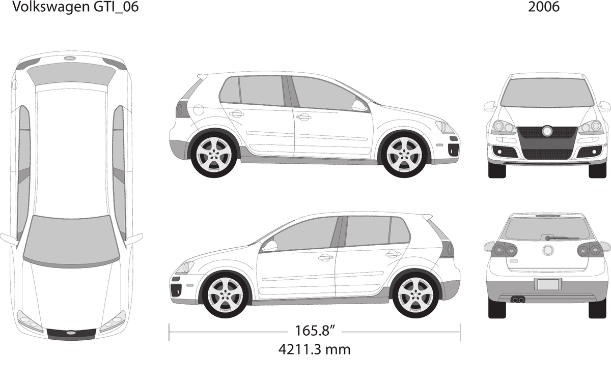 2006 Volkswagen GTI vector wrap template V06, Design-Ready PDF - GravBase