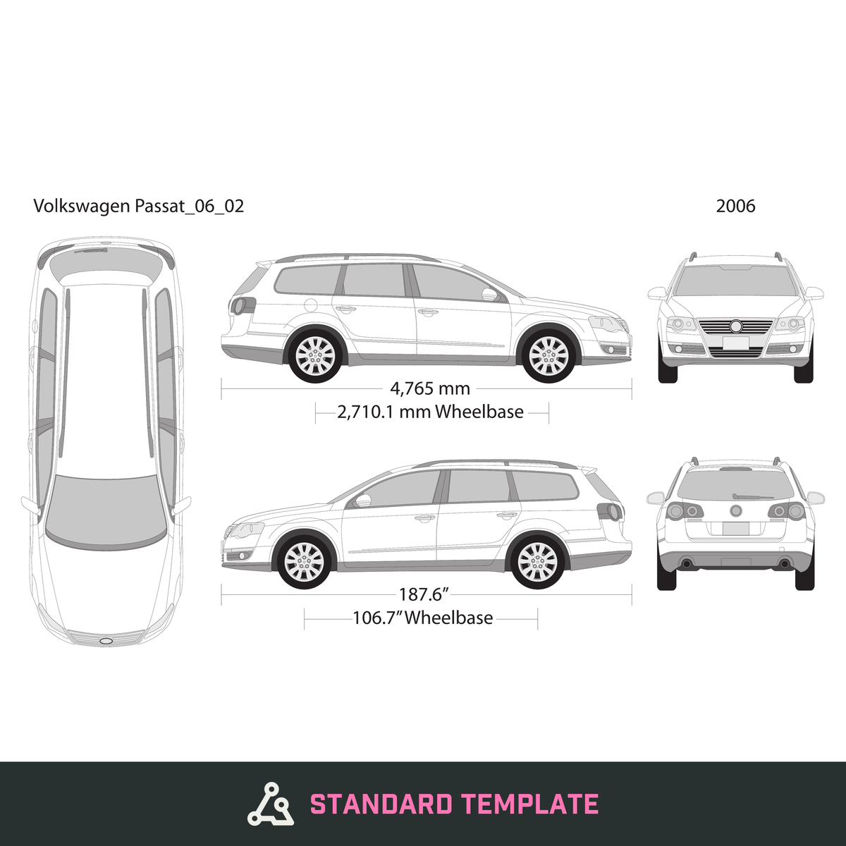2006 Volkswagen Passat vector wrap template, Design-Ready PDF - GravBase