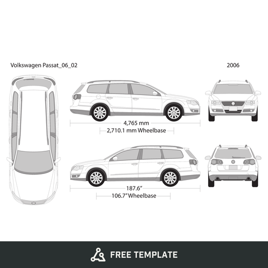 2006 Volkswagen Passat free vector vehicle wrap template - GravBase