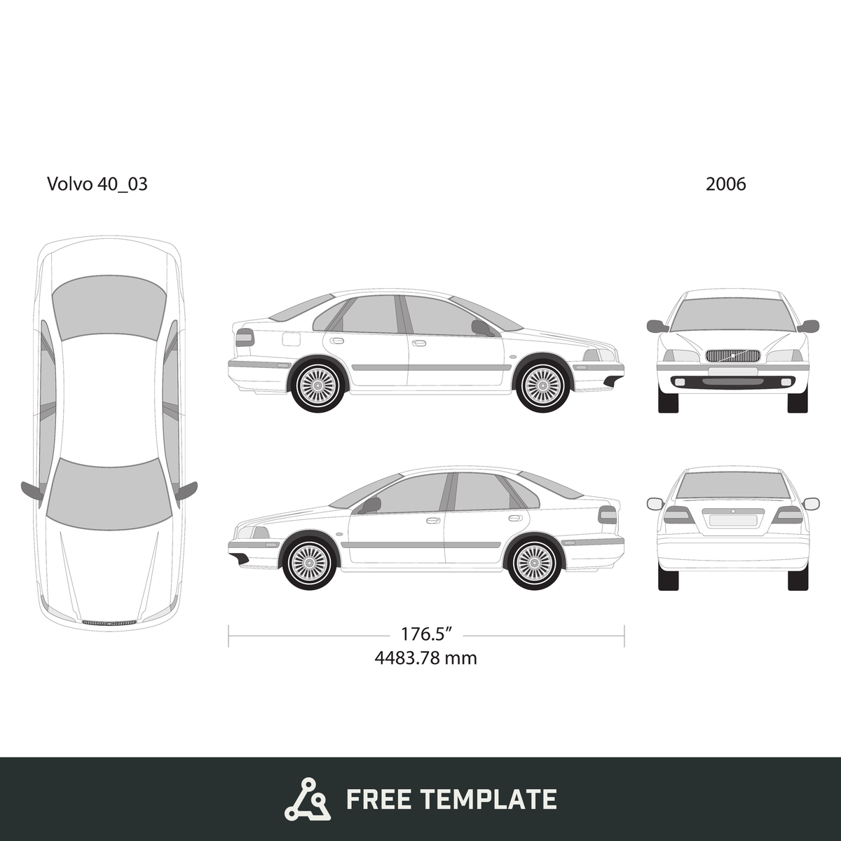 2006 Volvo 40 free vector vehicle wrap template - GravBase