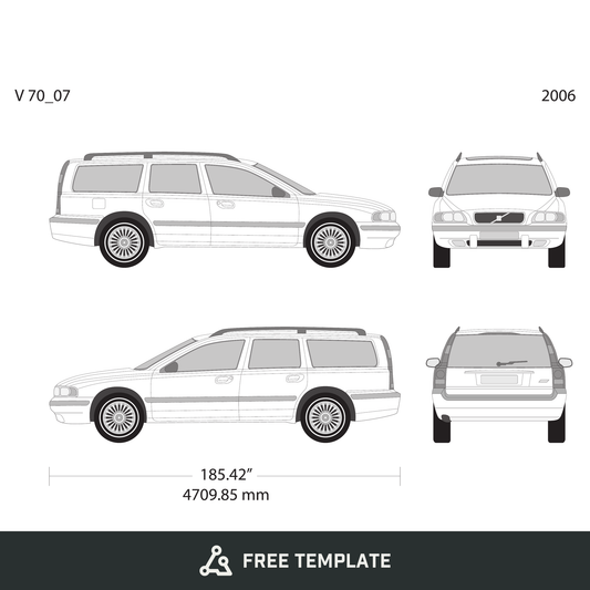 2006 Volvo 70 free vector vehicle wrap template - GravBase