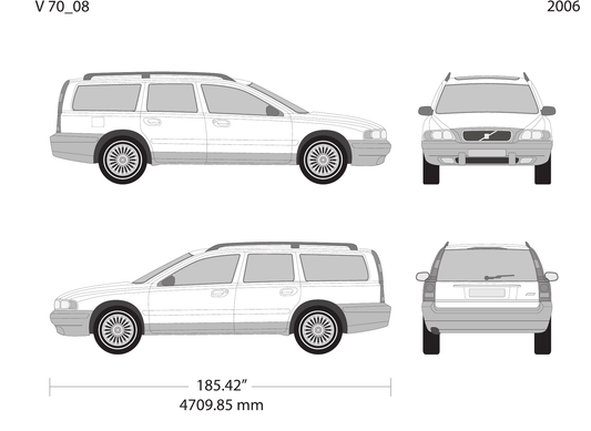 2006 Volvo 70 vector wrap template V08, Design-Ready PDF - GravBase