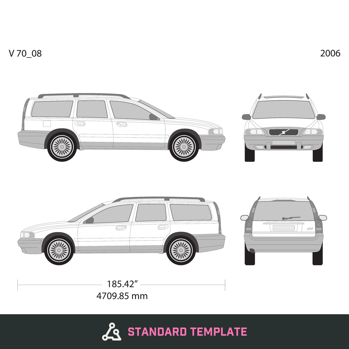 2006 Volvo 70 vector wrap template V08, Design-Ready PDF - GravBase