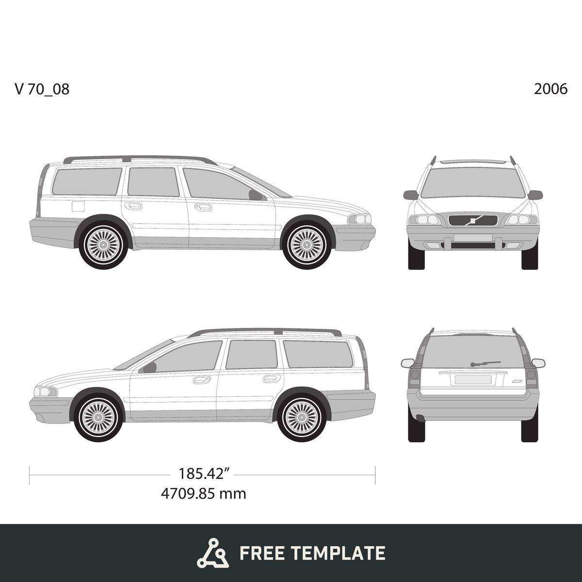 2006 Volvo 70 free vector vehicle wrap template - GravBase