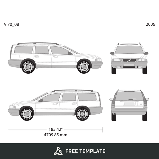 2006 Volvo 70 free vector vehicle wrap template - GravBase