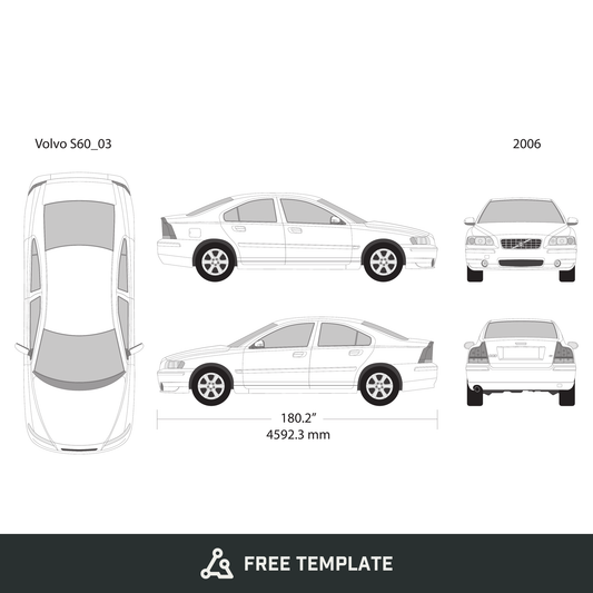 2006 Volvo S60 free vector vehicle wrap template - GravBase