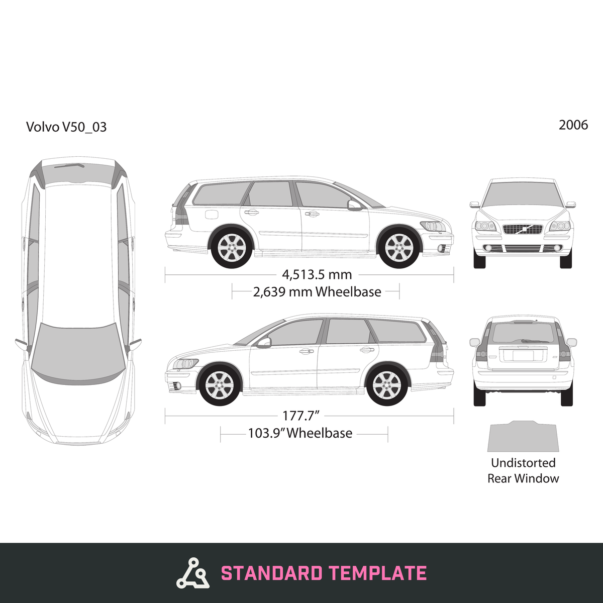2006 Volvo V50 vector wrap template, Design-Ready PDF - GravBase