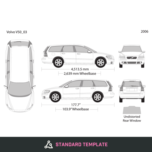 2006 Volvo V50 vector wrap template, Design-Ready PDF - GravBase