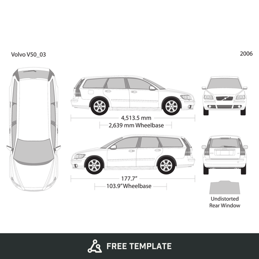 2006 Volvo V50 free vector vehicle wrap template - GravBase