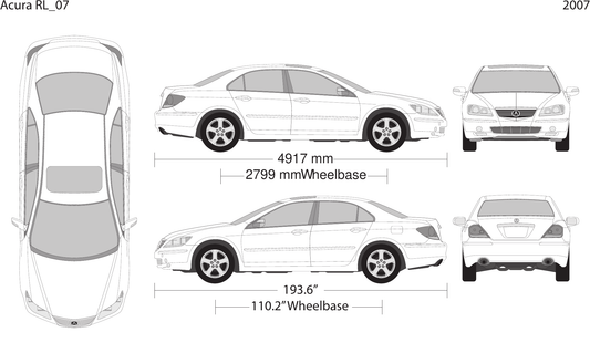 2007 Acura RL Vector Wrap Template - GravBase