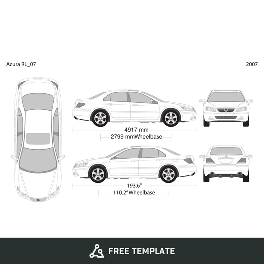 2007 Acura RL free vector vehicle wrap template - GravBase