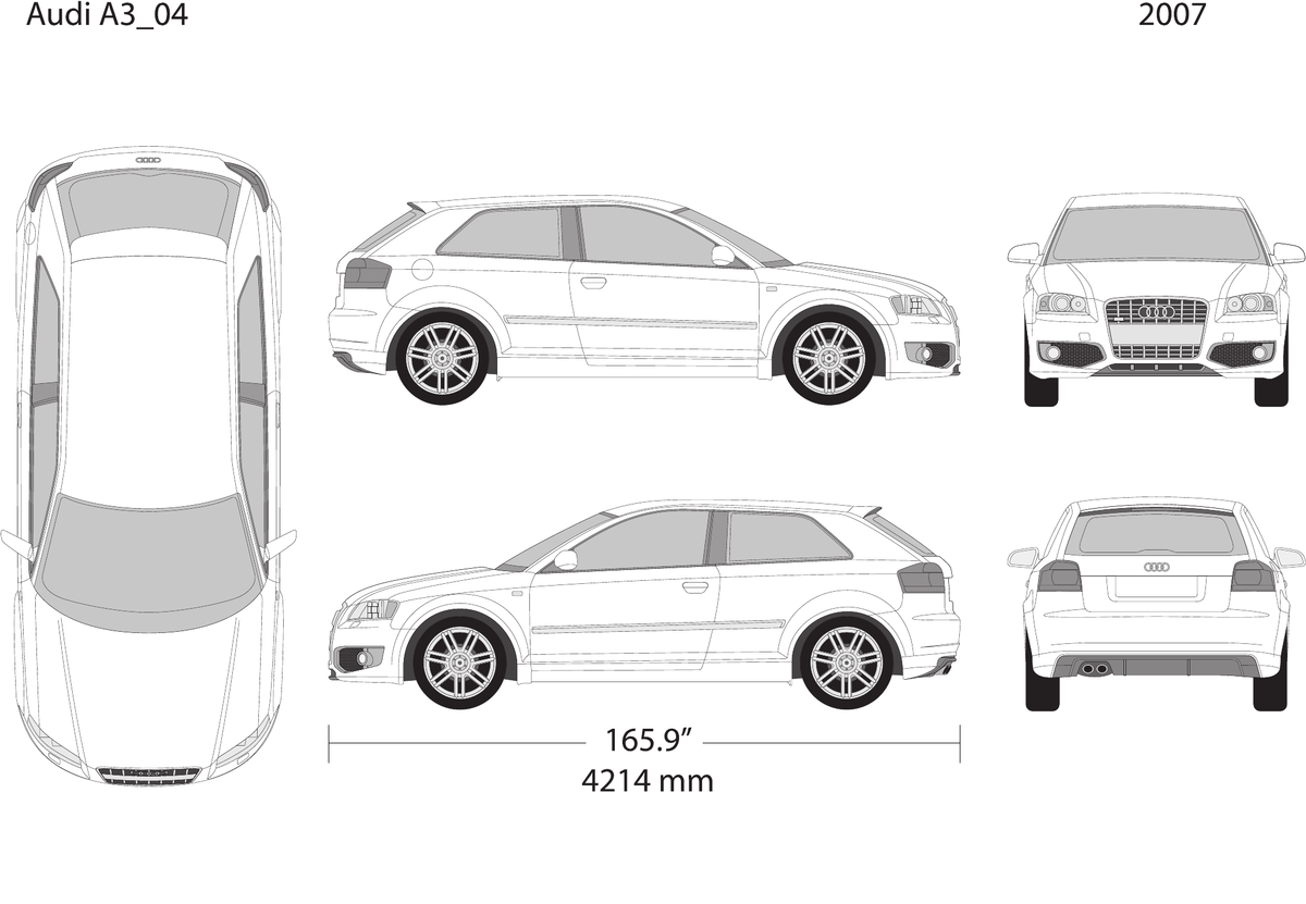 2007 Audi A3 vector wrap template, Design-Ready PDF - GravBase