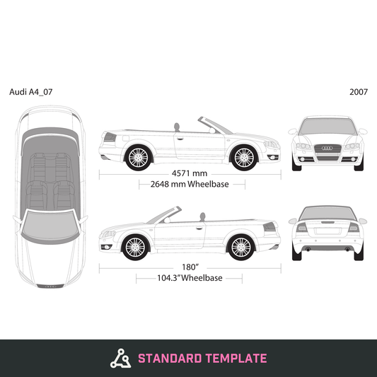 2007 Audi A4 vector wrap template V07, Design-Ready PDF - GravBase