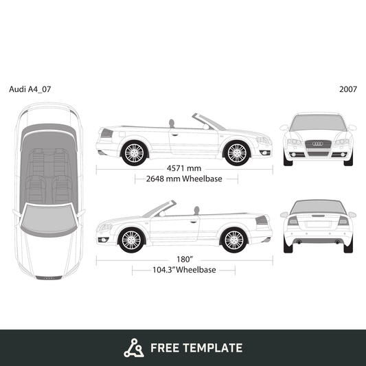 2007 Audi A4 free vector vehicle wrap template - GravBase