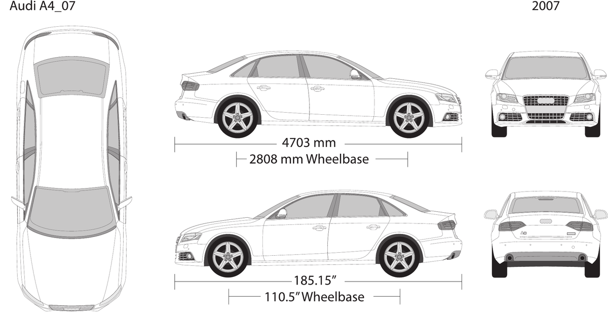 2007 Audi A4 vector wrap template V2, Design-Ready PDF - GravBase