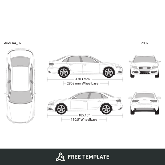 2007 Audi A4 free vector vehicle wrap template - GravBase