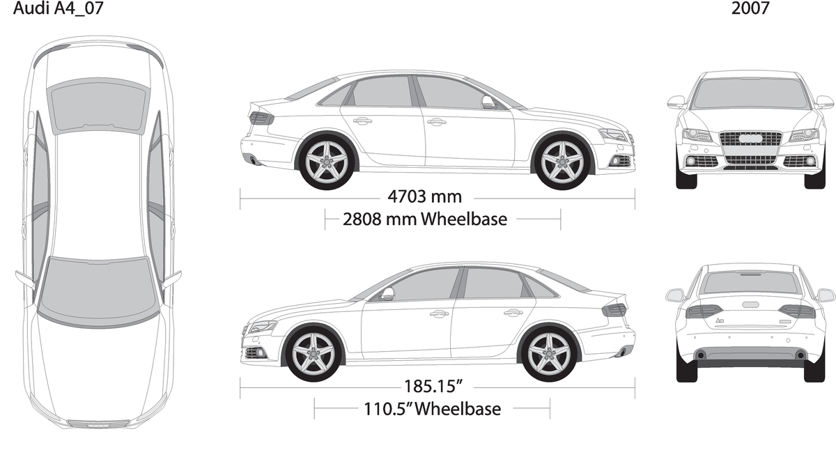 2007 Audi A4 V2 Vehicle Wrap Template
