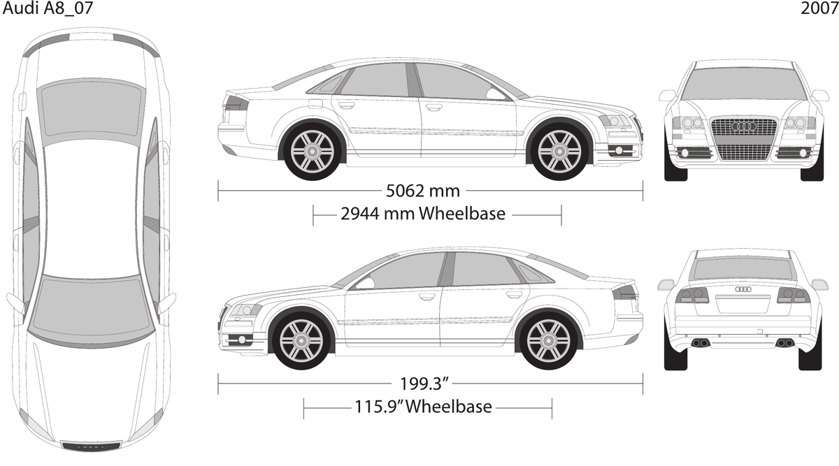 2007 Audi A8 Vector Wrap Template - GravBase