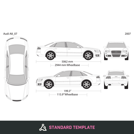 2007 Audi A8 vector wrap template, Design-Ready PDF - GravBase