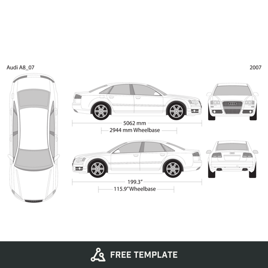2007 Audi A8 free vector vehicle wrap template - GravBase