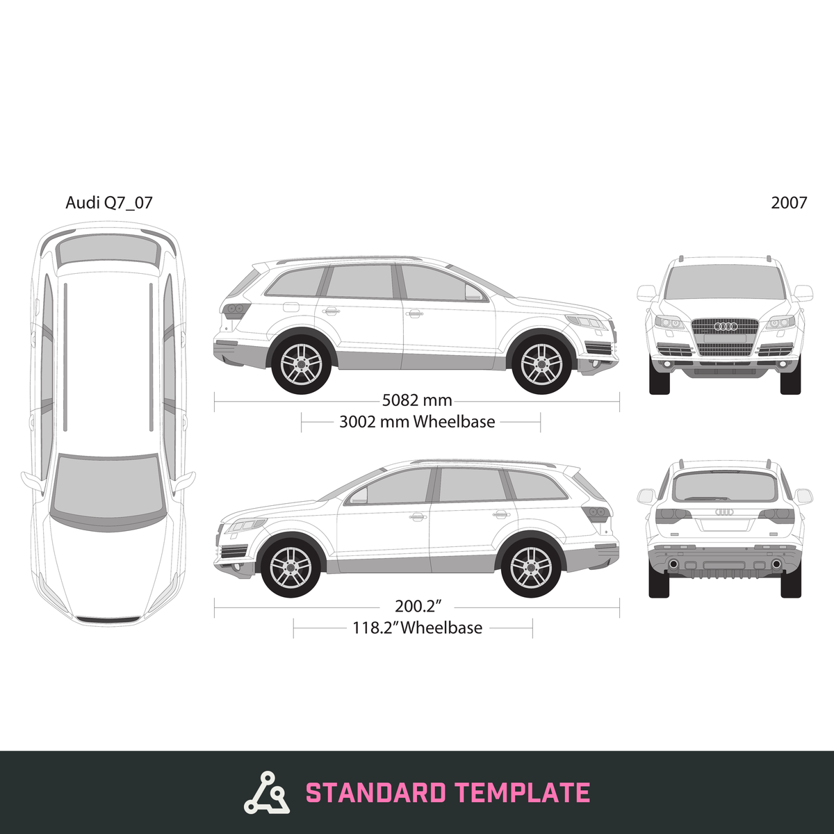 2007 Audi Q7 vector wrap template, Design-Ready PDF - GravBase