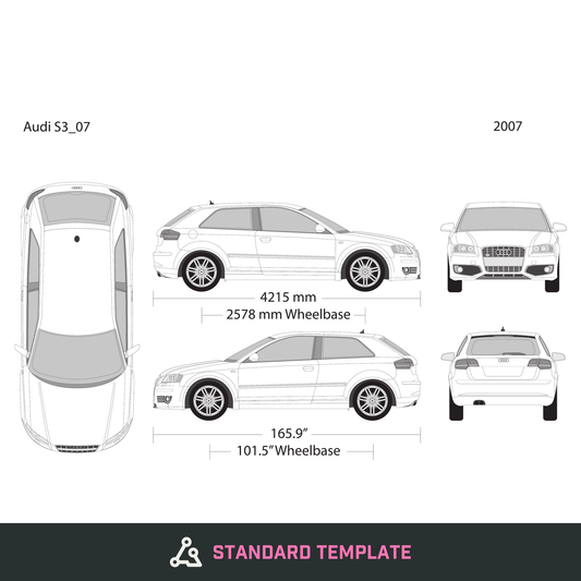 2007 Audi S3 vector wrap template, Design-Ready PDF - GravBase